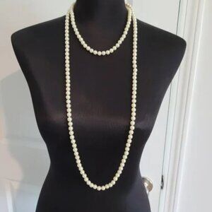60 INCH 10 MM High End White Tone Costume Pearls